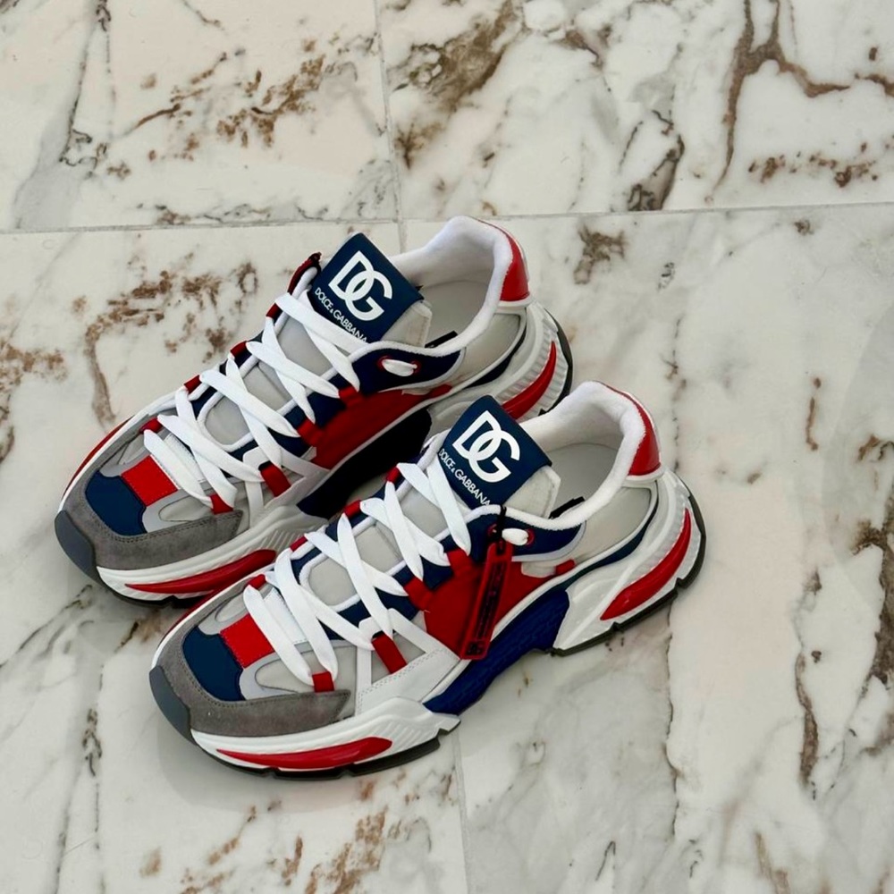 Dolce & Gabbana Red White Blue Gray Men's Sneakers